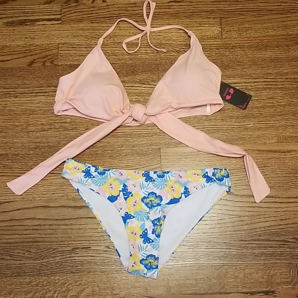 Shekini bikini NWT butterflies pink floral